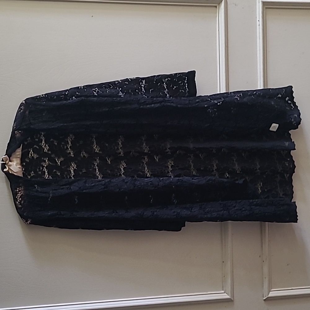 Vintage Casadei Black Lace Duster, Sz S